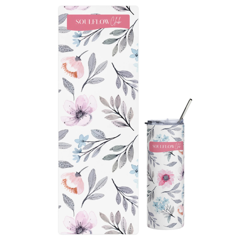 Bloom Flow Movement Mat & Stainless Steel Tumbler Set I soulflow club