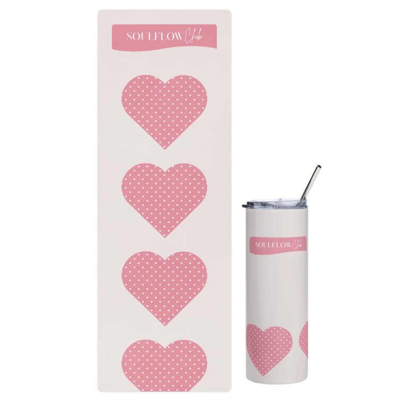 Hearted Soft Flow Movement Mat & Stainless Steel Tumbler Set | soulflow club