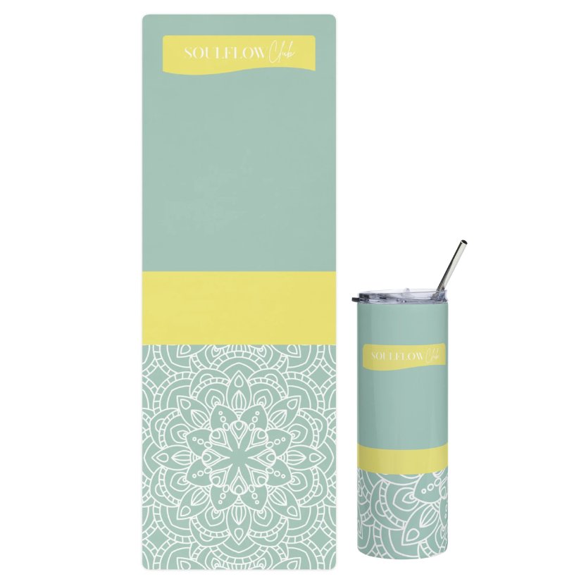 Matcha Zen Flow Movement Mat & Stainless Steel Tumbler Set | soulflow club