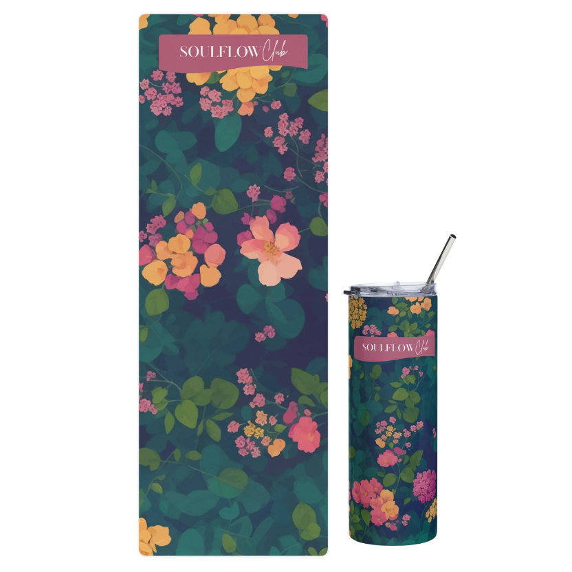 Rich Bloom Flow Movement Mat & Stainless Steel Tumbler Set | soulflow club