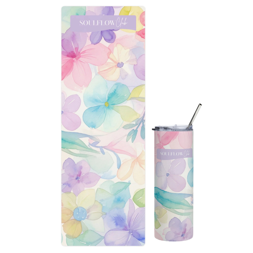 Soft Bloom Flow Movement Mat & Stainless Steel Tumbler Set | soulflow club