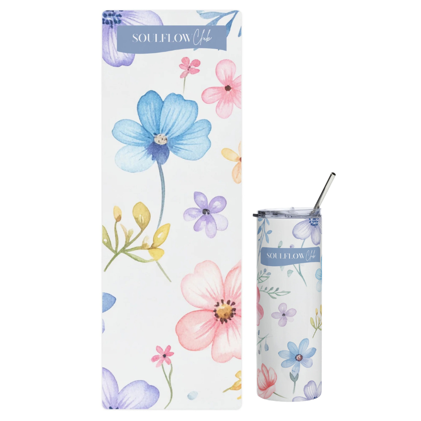 Spring Bloom Flow Movement Mat & Stainless Steel Tumbler Set | soulflow club