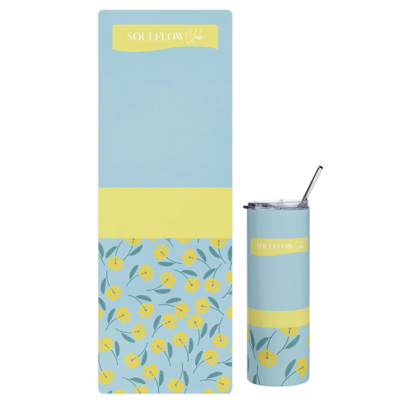 Sunny Zen Flow Movement Mat & Stainless Steel Tumbler Set | soulflow club