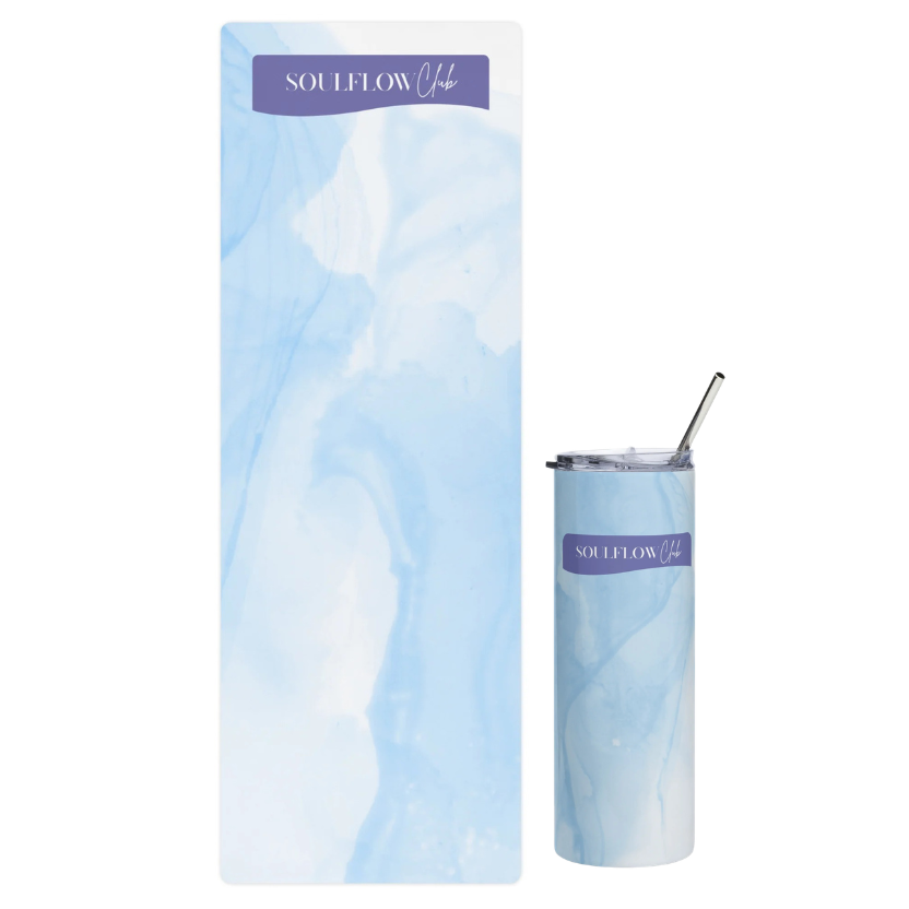 Water Cloud Flow Movement Mat & Stainless Steel Tumbler Set | soulflow club