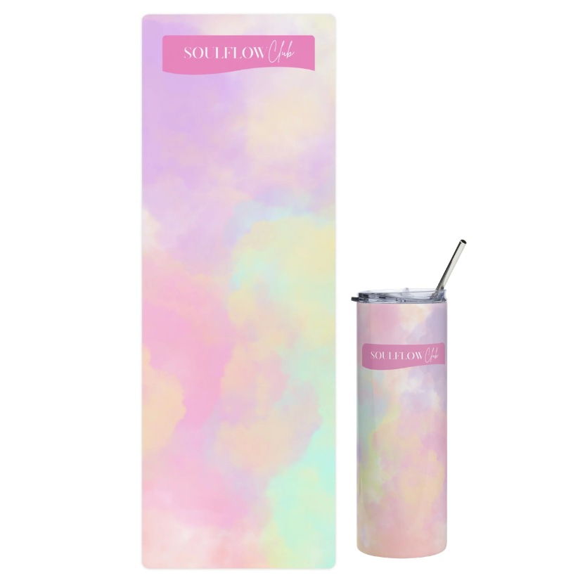Candy Cloud Movement Mat & Stainless Steel Tumbler Set | soulflow club