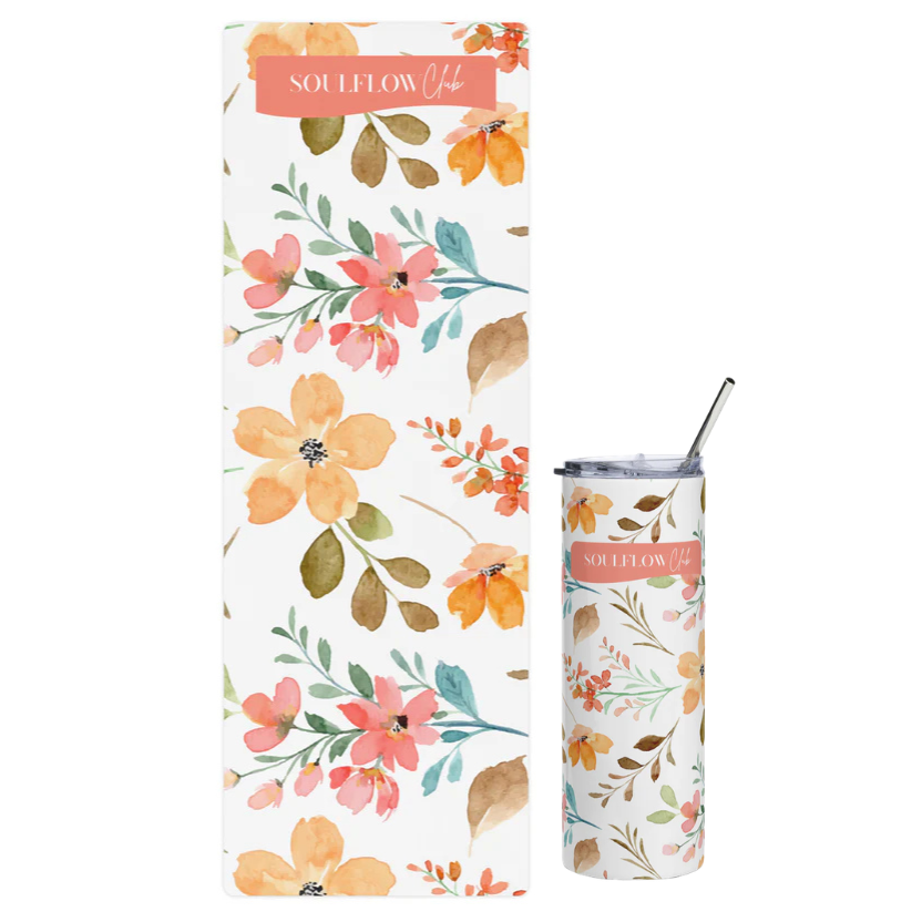 Autumn Bloom Flow Movement Mat & Stainless Steel Tumbler Set
