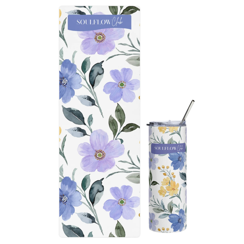 Azure Bloom Flow Movement Mat & Stainless Steel Tumbler Set