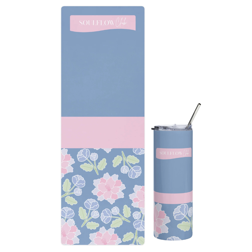 Blooming Zen Flow Movement Mat & Stainless Steel Tumbler Set | soulflow club