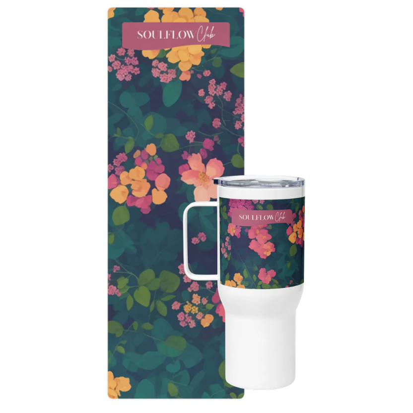 Rich Bloom Flow Bundle – Premium Yoga & Pilates Mat with Matching Tumbler