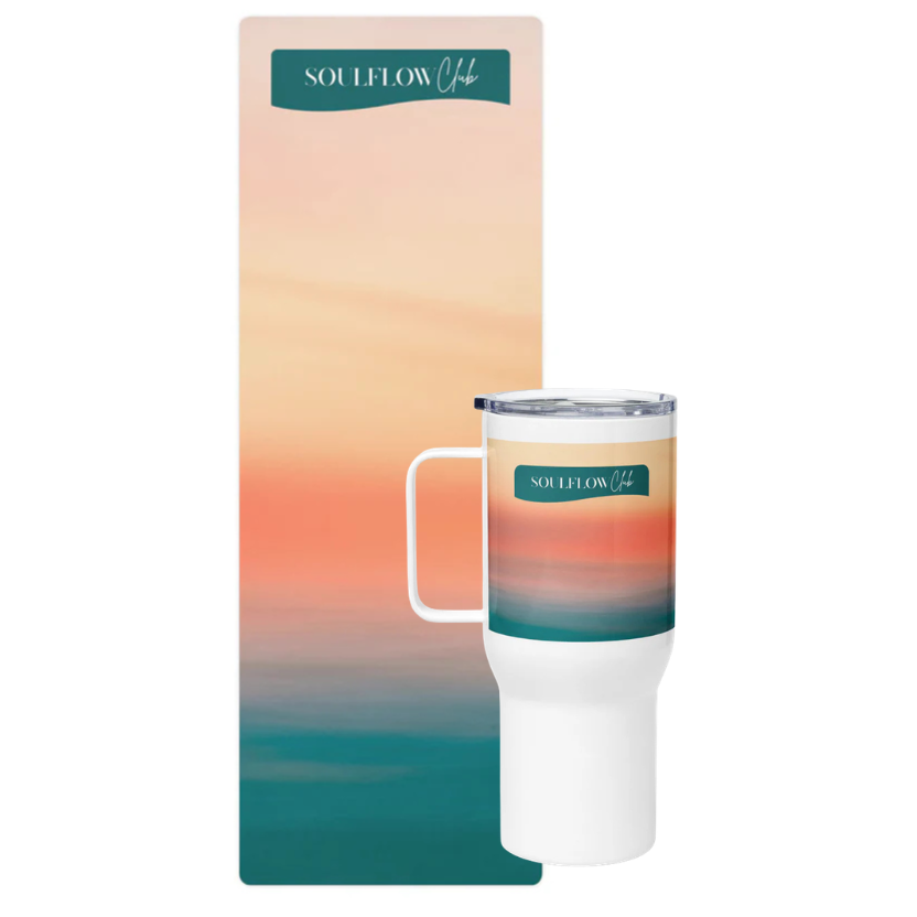 Sunset Lights Flow Bundle – Yoga & Pilates Mat with Matching Tumbler for Home Workouts