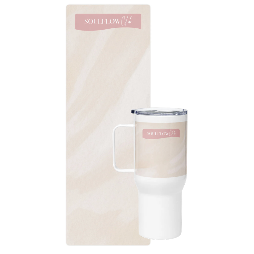 Beige Cloud Flow Bundle – Premium Yoga & Pilates Mat with Matching Tumbler