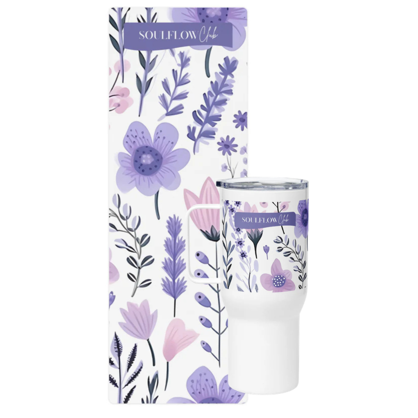 Lavender Bloom Flow Bundle – Premium Yoga & Pilates Mat with Matching Tumbler