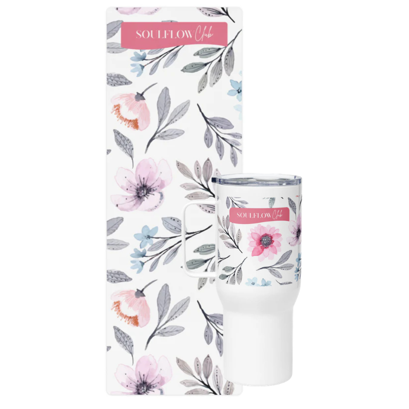Powder Bloom Flow Bundle – Premium Yoga & Pilates Mat with Matching Tumbler