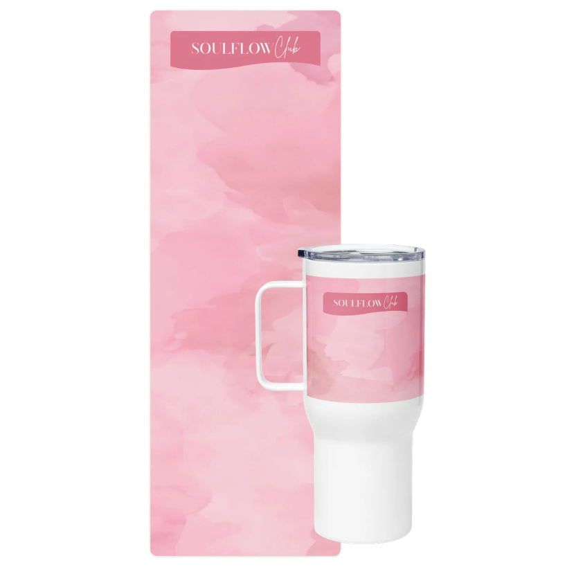 Rose Cloud Flow Bundle – Premium Yoga & Pilates Mat with Matching Tumbler