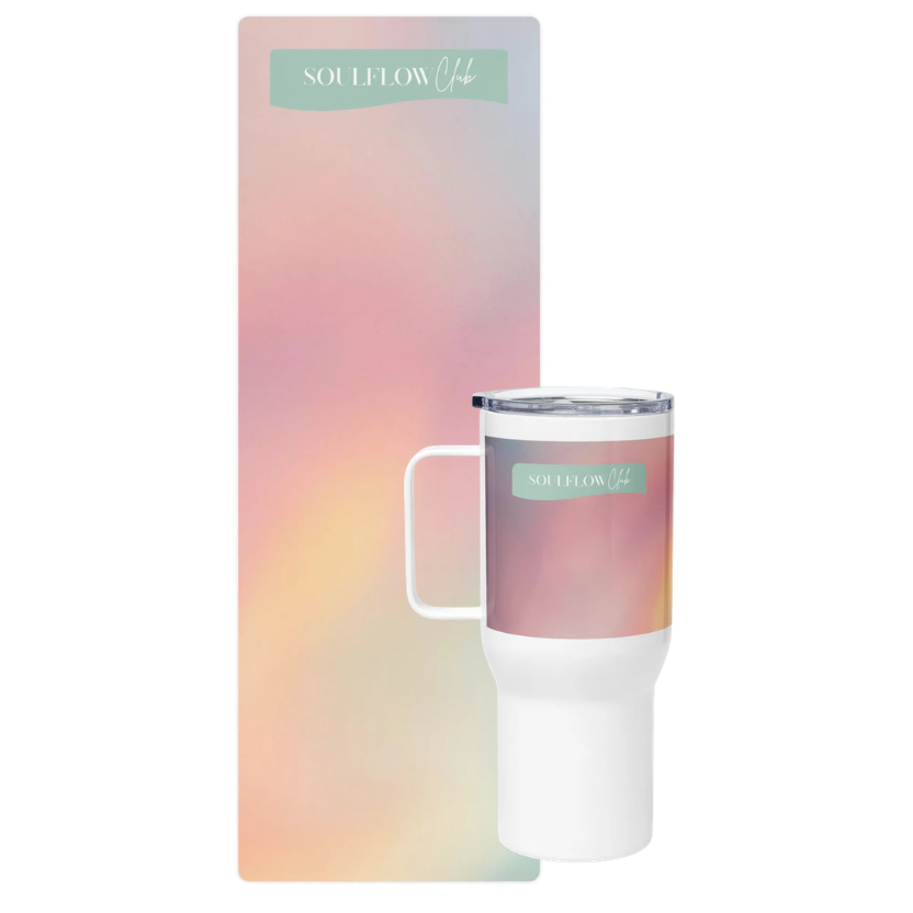 Soft Lights Flow Bundle – Yoga & Pilates Mat with Matching Tumbler for Home Workouts